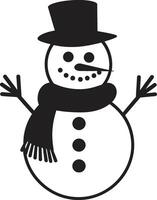 brincalhão Nevado maravilha fofa encantador boneco de neve alegria Preto boneco de neve vetor
