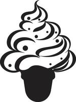 swirly indulgência gelo creme cone açoitado alegria Preto cone vetor