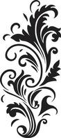 elegante espirais deco Preto emblema ornamentado legado vintage filigrana vetor