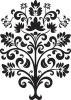 artístico florescer Preto deco emblema filigrana elegância vintage emblema emblema vetor