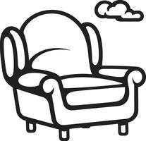 tranquilo elegância Preto relaxante cadeira ic representação zen conforto Preto cadeira emblemático simbolismo vetor