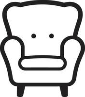 tranquilo assentos Preto relaxante cadeira simbólico marca elegante essência Preto cadeira ic marca vetor