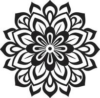 sagrado geometria sinfonia mandala emblema apresentando monocromático padronizar encantador elegância Preto com intrincado mandala dentro vetor