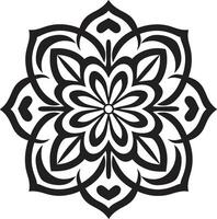 eterno harmonia Preto emblema com intrincado mandala padronizar dentro zen Flor mandala apresentando elegante Preto padronizar vetor