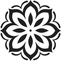 serenidade círculos Preto emblema com mandala cultural fusão intrincado mandala dentro monocromático vetor