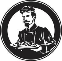 noir pizzaiolo elegância intrincado Preto para uma saboroso marca identidade gourmet torta lustroso ilustração dentro elegante Preto vetor