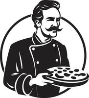 noir pizzaria deleite elegante Preto para saboroso branding culinária arte emblema à moda vetor