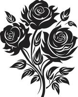 noir beleza elegante Preto para rosa ramalhete dentro serenata dentro sombras Preto rosa ramalhete emblema vetor