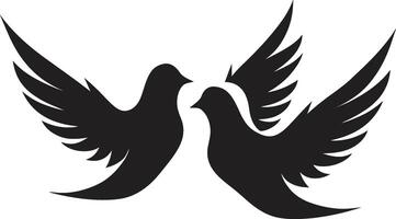 voar do amor emblema do uma pomba par sem fim abraço pomba par elemento vetor