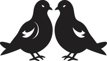 divino dueto emblema do uma pomba par sem fim abraço pomba par vetor