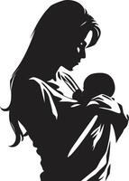 precioso toque emblemático elemento do maternidade materno elegância do mãe segurando recém-nascido vetor
