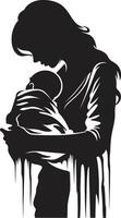 materno serenidade emblemático com mãe e bebê embalada amor do mãe segurando bebê vetor