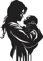 infinito afeição ic elemento do mãe segurando criança □ Gentil guardião mãe segurando bebê emblema vetor