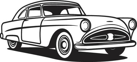 caderno de desenho serenata retro carro rabisco clássico tela de pintura vintage carro rabisco emblema vetor
