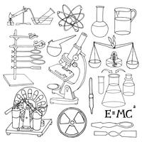 Ícones de esboço de ciência vetor
