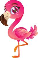 fofa flamingo pássaro desenho animado personagem vetor