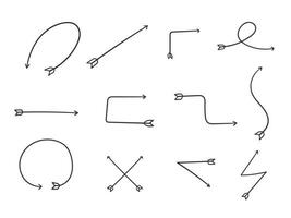 conjunto de setas desenhadas à mão vetor