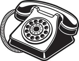 retro Preto Telefone isolado em uma branco fundo. ilustração. vetor