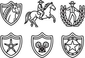 cavalo equitação ícones definir. esboço ilustração do cavalo equitação ícones para rede vetor