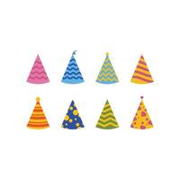 conjunto do ícone aniversário festa chapéu cone vetor