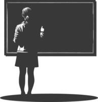silhueta mulheres escola professor ensino dentro frente do classe vetor