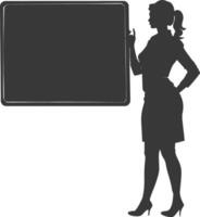 silhueta mulheres escola professor ensino dentro frente do classe vetor