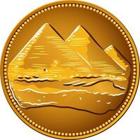 anverso egípcio dinheiro ouro moeda pirâmides vetor