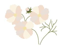 abstrato branco margaridas em galhos dentro plano Projeto. suave florescendo flores. ilustração isolado. vetor