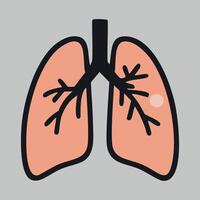 Preto e vermelho pulmões ícone dentro plano estilo. ilustração do pulmonar humano pulmão em cinzento fundo. vetor