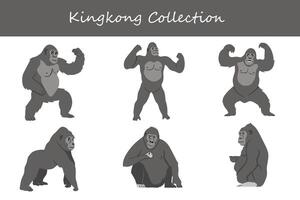 Kingkong coleção. Kingkong dentro diferente poses. vetor