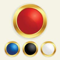 luxo dourado volta botões conjunto dentro diferente cores vetor