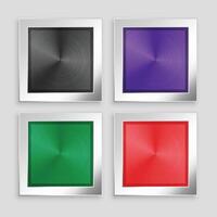 quatro escovado metálico botões dentro diferente cores vetor