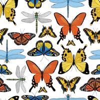 borboletas desatado padronizar com mão desenhado objetos para papel de parede, têxtil impressões, invólucro papel, scrapbooking, estacionário, etc. eps 10 vetor