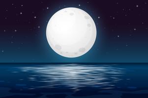 Uma noite de lua cheia no oceano vetor