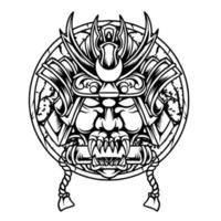 silhueta do mascote do diabo samurai japão vetor