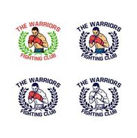 logotipo do emblema de boxe the warriors fighting club vector design pack