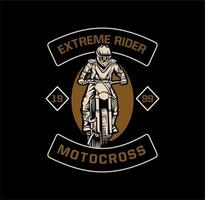 Extreme rider motocross t shirt design arte premium ilustração vetorial template vetor