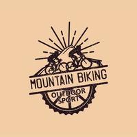mountain bike, design e pôster vintage para esportes ao ar livre vetor