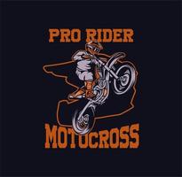 pro rider motocross design camiseta ilustração vetorial modelo de pôster vetor