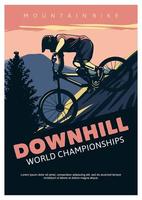 campeonatos mundiais de downhill, design de cartaz em estilo vintage vetor
