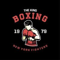 o rei boxe camiseta design ilustração vetorial estilo vintage boxer vetor