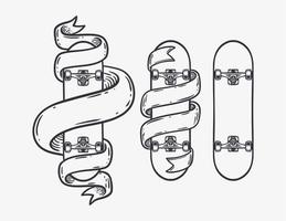 skate com fita em branco ilustração vintage modelo de design de camiseta vetor