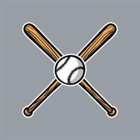taco de beisebol cruzado com ícone de logotipo de bola em vetor ativo