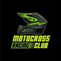 logotipo do projeto do clube de corrida de motocross camiseta mercadoria ilustração vetorial capacete vetor