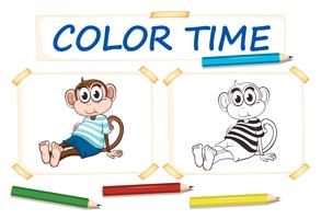 Modelo de coloração com macaco bonito vetor
