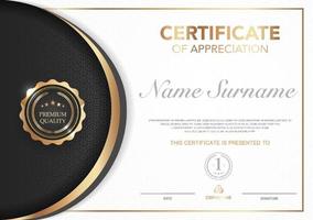 modelo de certificado preto e ouro imagem de estilo de luxo. diploma de desenho geométrico moderno. vetor de eps10.