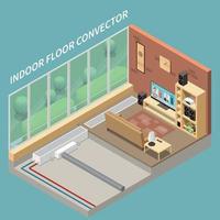 ilustração isométrica do sistema de aquecimento vetor