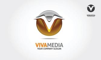 ilustração do logotipo de viva mídia de cor amarela. Este é um excelente template de logotipo adequado para sua empresa a fim de melhorar seu processo de comunicação. vetor