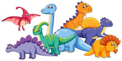 Grupo de dinossauro fofo vetor