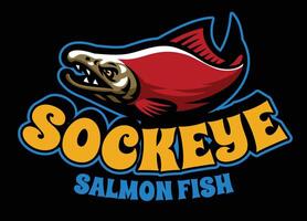 sockeye salmão peixe mascote logotipo isolado vetor